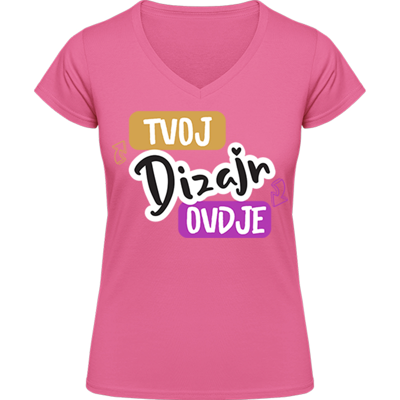 Ženska Majica Gildan s V-izrezom za Tisak po Želji - Puppynator.hr