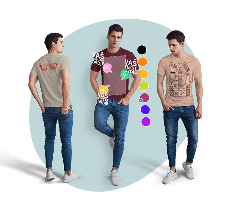 Tisak na Muške Majice po Želji – Dizajniraj Majicu Online